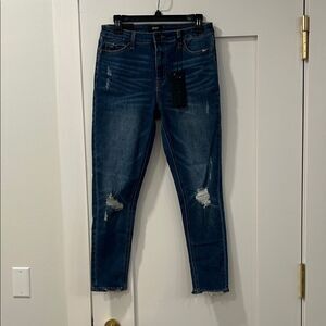NWT Vervet Med Wash Blue Distressed Skinny Cropped Jeans, 29